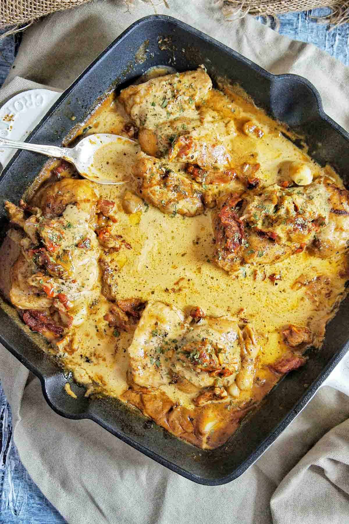 Creamy Garlic Chicken Thighs - Sweet Caramel Sunday