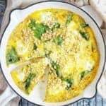 Pumpkin Frittata in a white skillet cropped image