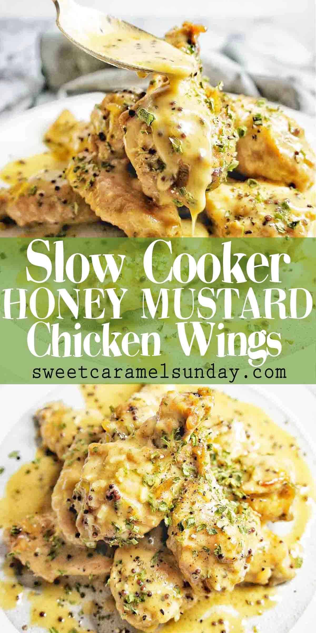 Honey Mustard Chicken Wings (Slow Cooker) - Sweet Caramel Sunday