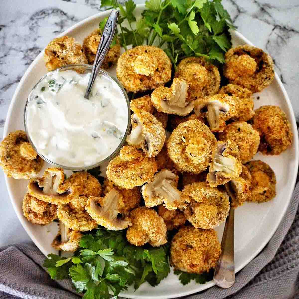 Air Fryer Breaded Mushrooms - Sweet Caramel Sunday