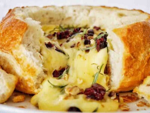 Baked Brie in a Sourdough Bread Bowl [with honey & thyme] - The