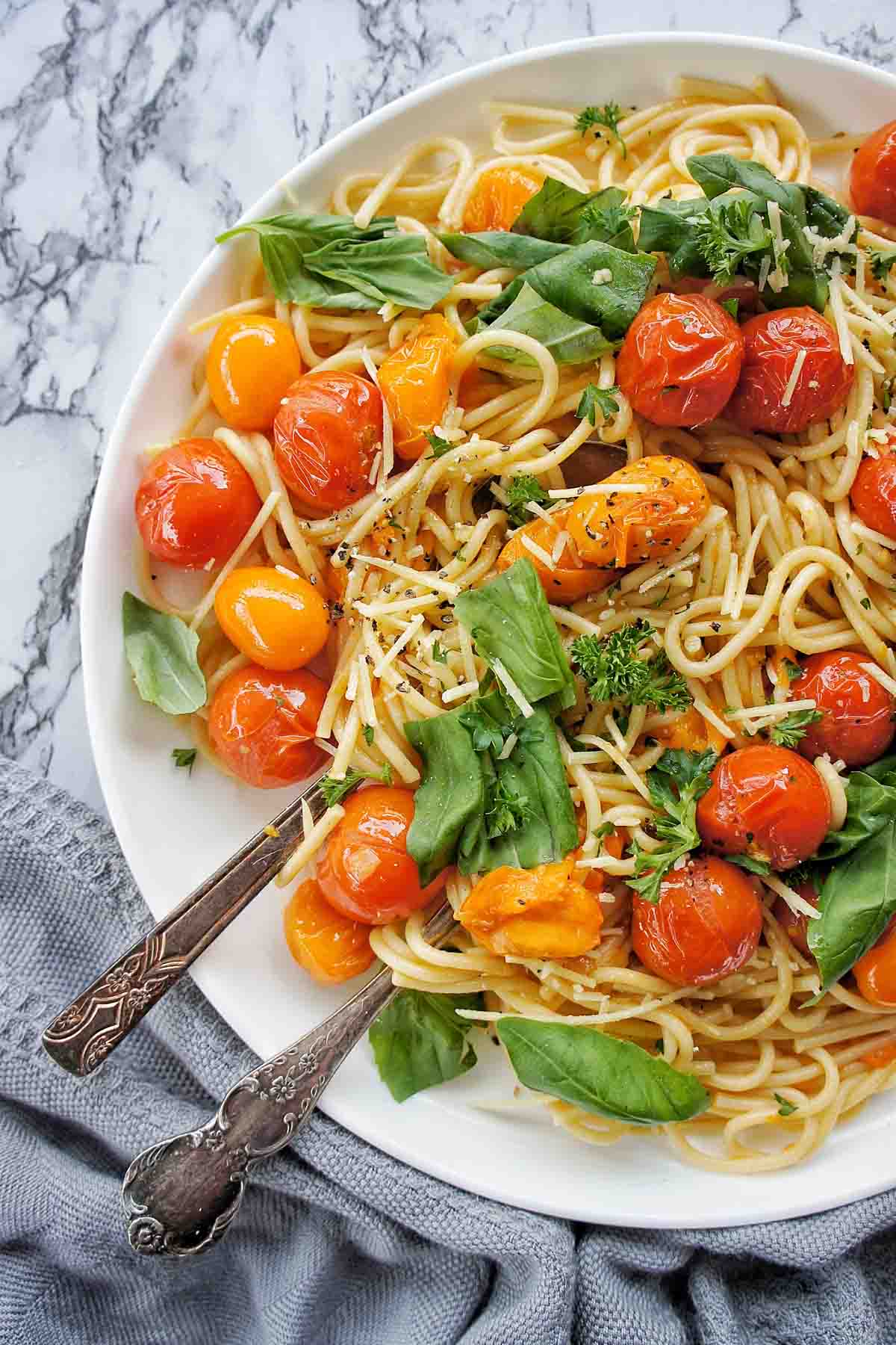 Burst Cherry Tomato Pasta | Sweet Caramel Sunday