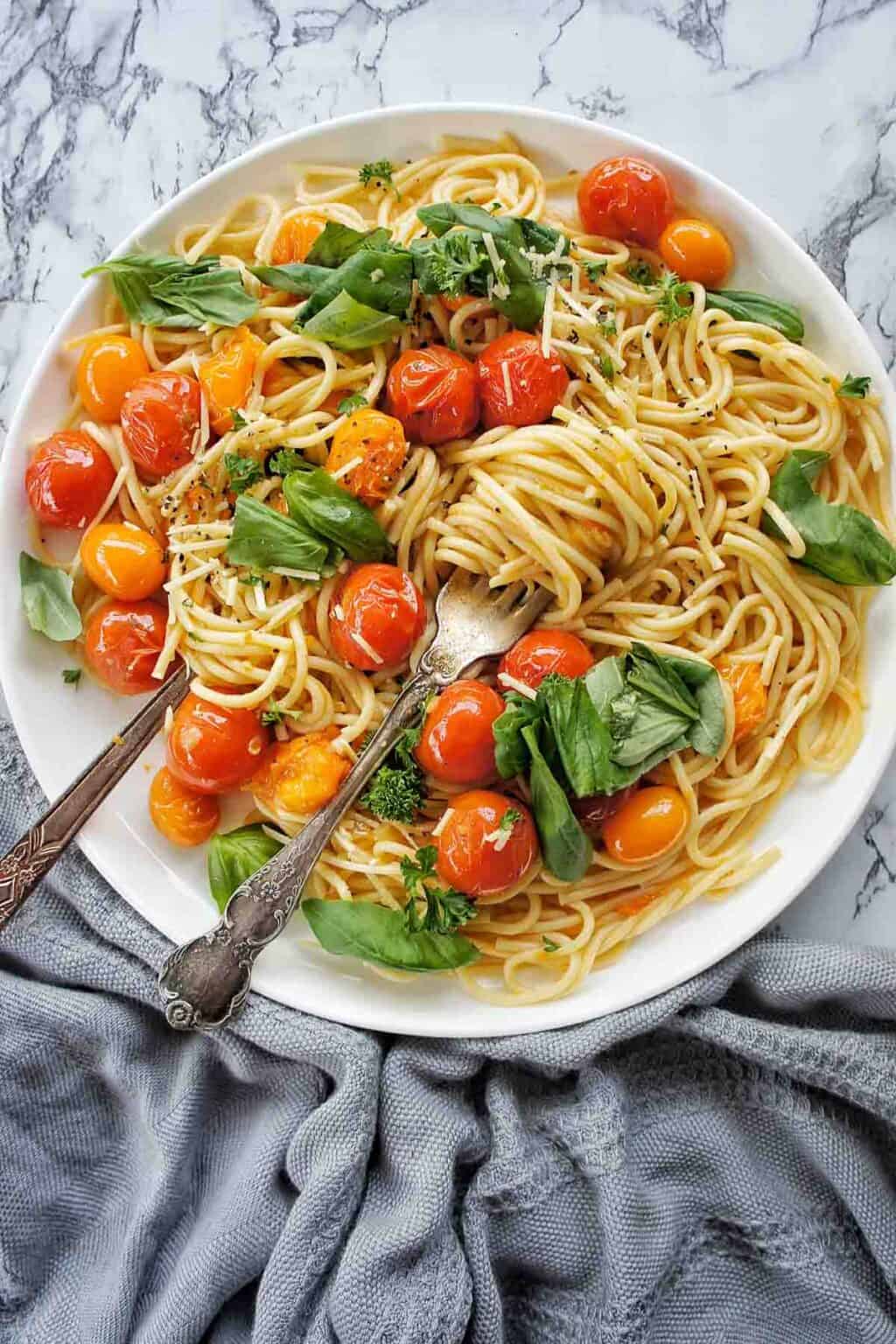 Burst Cherry Tomato Pasta | Sweet Caramel Sunday