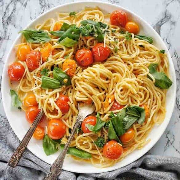 Burst Cherry Tomato Pasta | Sweet Caramel Sunday