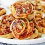 Cheese and Bacon Pinwheels on white plate