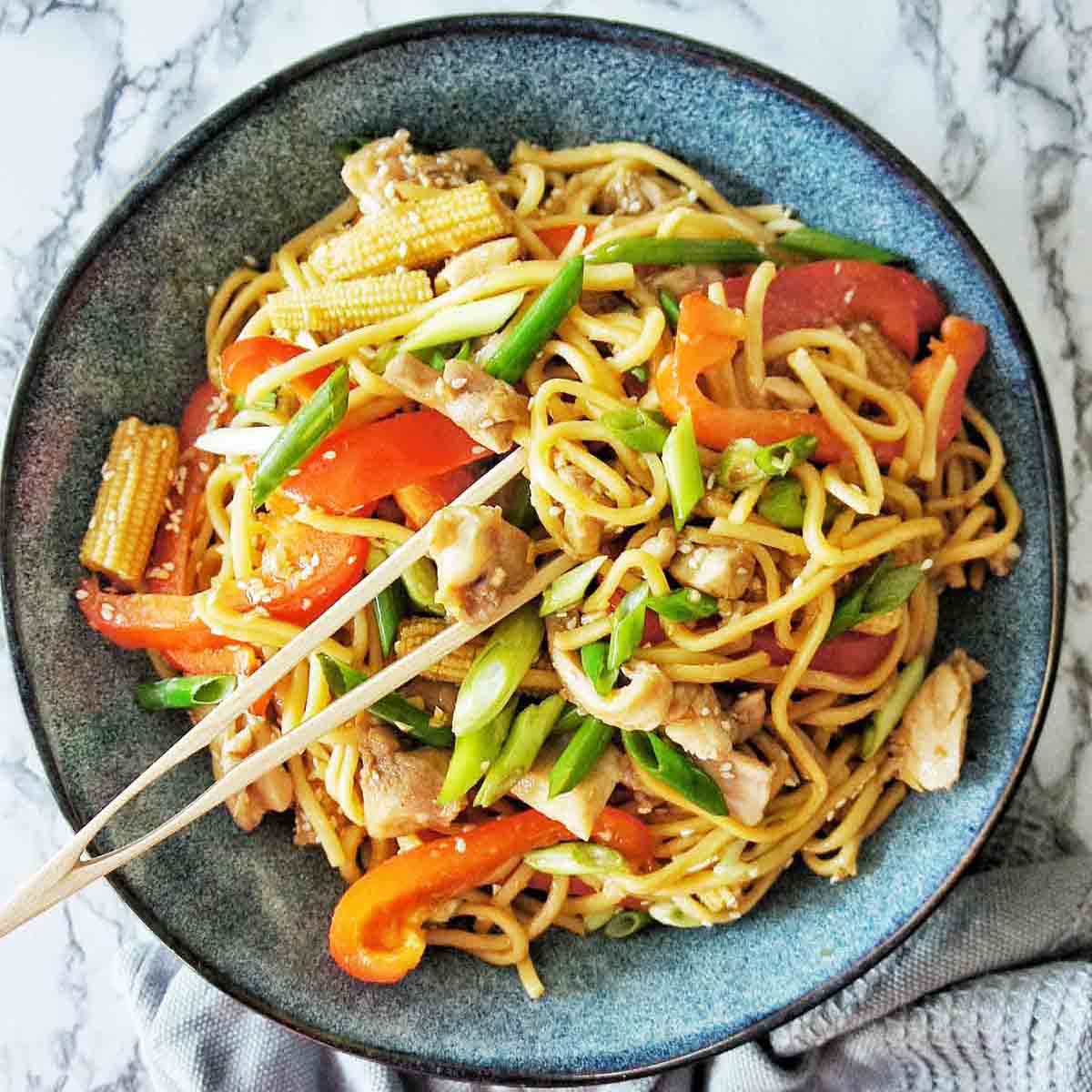 Chicken Noodle Stir Fry - Sweet Caramel Sunday