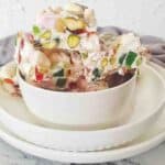 Christmas Rocky Road pieces stacked in a white bowl